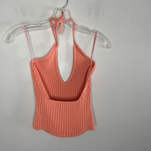 GAUGE81 Moura Plunge Top Women Small Ribbed Knit Halter Orange Viscose Blend - Picture 8 of 15